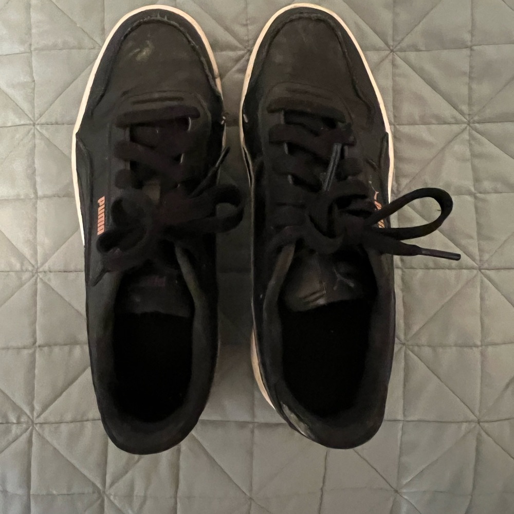 Black Puma Sneakers with Pink Accents